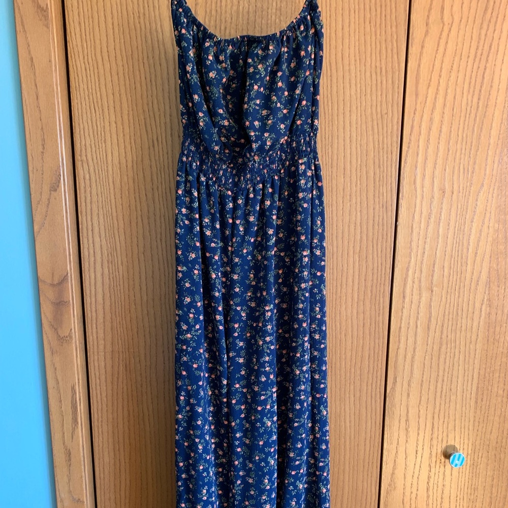 strapless floral jumpsuit